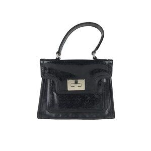 Simply‎ Vera Wang Black Womens Top Handle Turn Lock Inner Pockets Handbag
